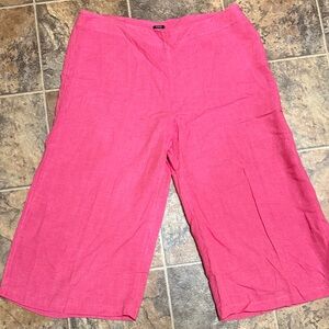 Eileen Fisher Vibrant Pink Linen Wide-Leg  Pants